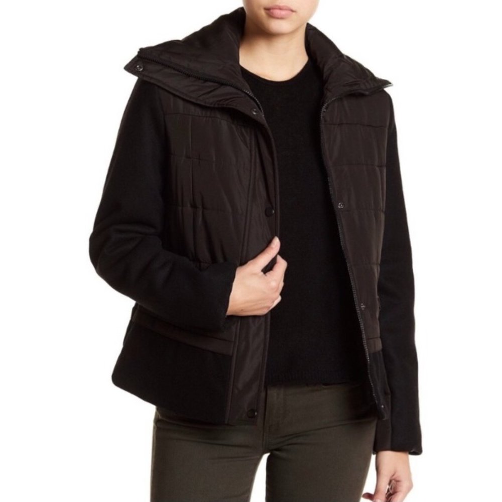 Kenneth Cole NY Wide Collar Black Puffer Coat XS